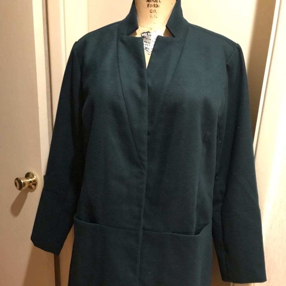 Halston Dark Green Boyfriend Coat